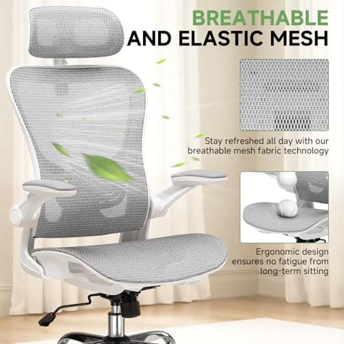 GTPLAYER Office Chair, Home Ergonomic Desk Chair with High Back Mesh, Mesh Office Computer Desk Chairs with Adjustable Lumbar Support, Rolling Work Swivel Task Chairs with 3D Armrests and Headrest
