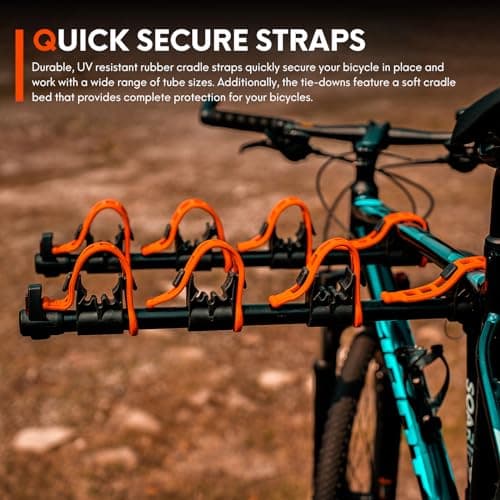 Bike Rack for Car, SUV, RV, Mount Hitch Bike Back 4, Up to 143 lbs Load Bicycle Rack Carrier Rubber Straps, Tilt Release with 2" Hitch for Cars (4BIKES)