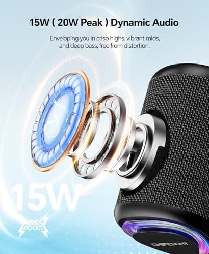 Powerful HD Sound, Dynamic Lights, 15H Playtime, BT 5.3, TWS Pairing, IPX5 Beach|Camping|Pool Accessories, Halloween Music Portable Bluetooth Speaker Gift Ideas: Outdoor Travel Essentials Waterproof B0CX1FRR27
