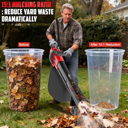 3-in-1 Leaf Vacuum Cordless with Bag Compatible for Milwaukee 18V Battery, Electric Leaf Mulcher & Leaf Vacuum with Bag 40L, Cordless Leaf Blowers for Lawn Care, 5 Speeds, Turbo Mode(Not Battery)