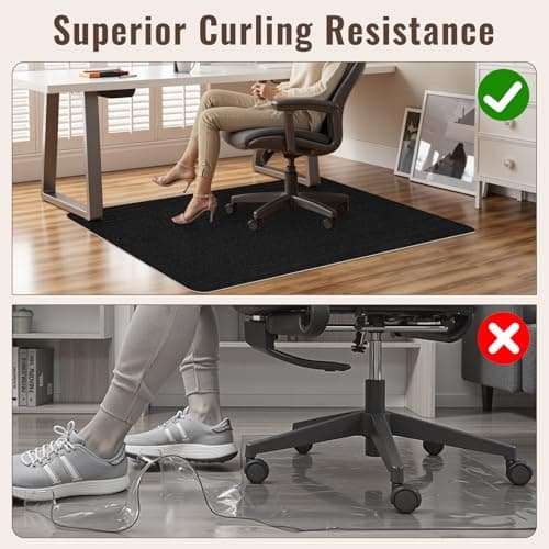 Sycoodeal Office Chair Mat for Hardwood Floor,Slip Resistant Floor Mat for Office Computer Gaming Chair,Heavy Duty Floor Protector for Rolling Chairs,Easy to Clean,Black(36"x48")