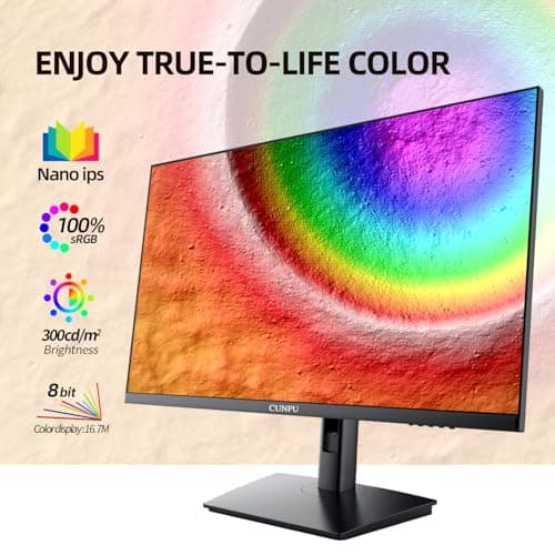CUNPU 27 Inch Touchscreen Monitor, 10 Point Touch, FHD 1080P 60Hz Nano IPS Screen, 100% SRGB, VESA Wall Mountable, Tilt Adjustment, VGA HDMI for PC, Laptop Business & Work Station