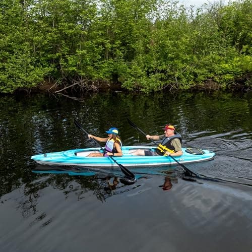 Pelican Alliance 136T - Recreational Sit in Kayak - Fade Turquoise White - Lightweight Patented Ram-X™ Material -Ergobreeze™/Ergoform - 13 ft