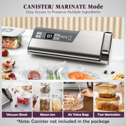 Mesliese Vacuum Sealer Machine, Powerful 95kPa 140W One Hand Operation Food Sealer, Double Seal Strip with Build-in Cutter & Countdown Display