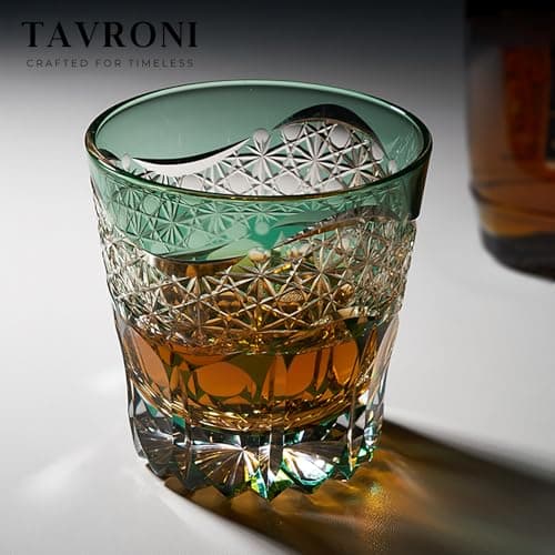 Edo Kiriko Whiskey Glasses Set of 2 - Japanese Art Glass Tumblers, Luxury Gift for Couples, Weddings, Anniversary, Perfect for Home Bar & Special Occasions, Crystal Barware with Gift Box