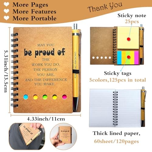 2026 Inspirational Spiral Notebook 10 Sets Portable Employee Appreciation Gifts Bulk Journals with Sticky Note Pen for Teachers Students Friends Colleagues Volunteer Nurse and Family Thank You Gifts B0DPKGP4F4