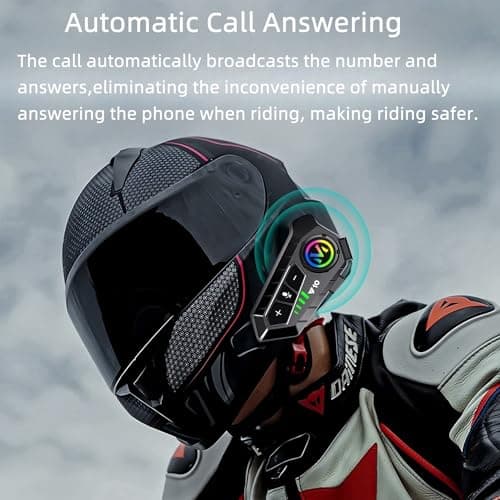 Motorcycle Helmet Bluetooth Headset Speakers with HiFi Sound,Noise Cancellation,1000mAh Battery,25 Hours Use,Boom Mircrophone,Easy to Install Use with Golves,IPX6 Waterproof,Voice Assistant