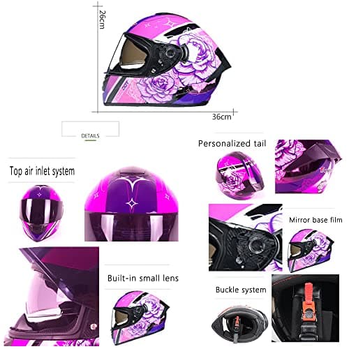 Full Face Motorcycle Helmet DOT Approved Motorbike Moped Street Bike Racing Crash Helmet, Men and Women