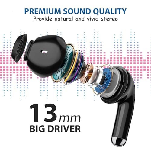 Wireless Earbuds for iPhone 17 Air 16 15 Pro Max Plus 14 13, 5.3 Bluetooth Headphones Noise isolating Ear Buds with Mic Touch Cordless Earbud for Samsung Galaxy S25 Ultra S24 S23 Fe S22 A35 Pixel 10 9