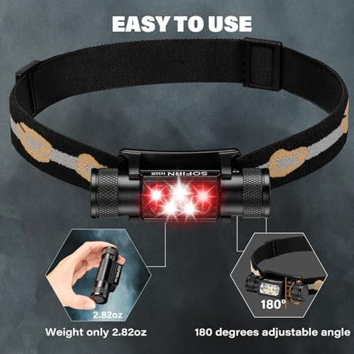 sofirn LED Headlamp Rechargeable, H35R Super Bright Lightweight Head Light with 660nm Deep Red Light, 1500 Lumens White Light, IPX6 Waterproof Head Flashlight for Running Hiking Camping