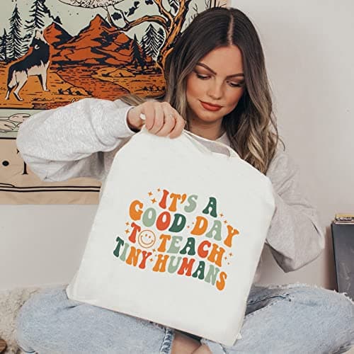 Teacher Appreciation Gifts School Canvas Tote Bags Aesthetic Travel Beach Bag Summer Reusable Grocery Shopping Bag