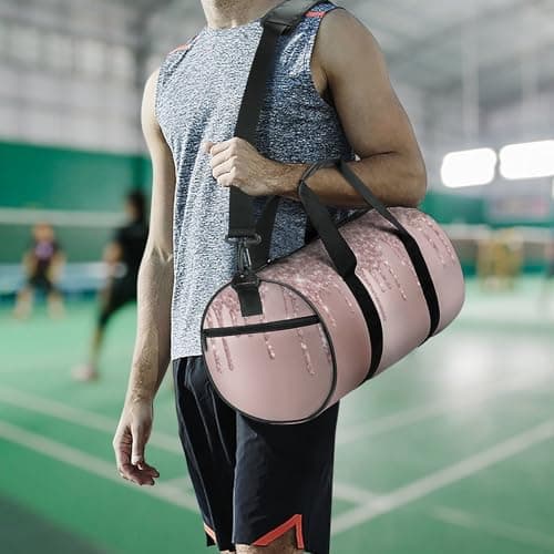 Aicihert Customized Travel Bag Personalized Rose Gold Glitter Pattern Duffle Bag with Name Large Capacity Sports Bag Custom Gym Bag for Women Men