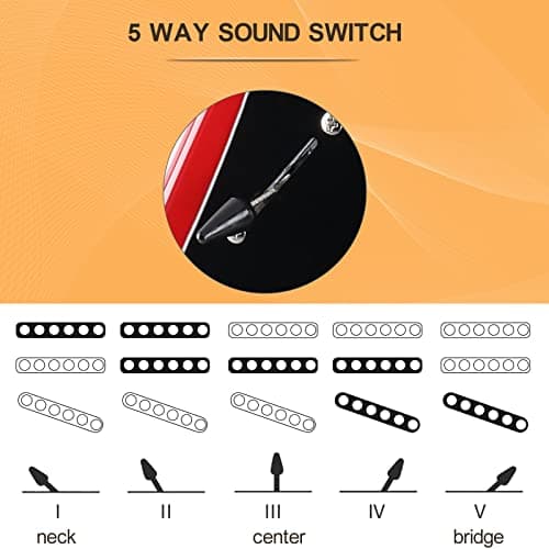 GLARRY Full Size Electric Guitar for Music Lover Beginner with 20W Amp and Accessories Pack Guitar Bag (RED, Left Handed 39")