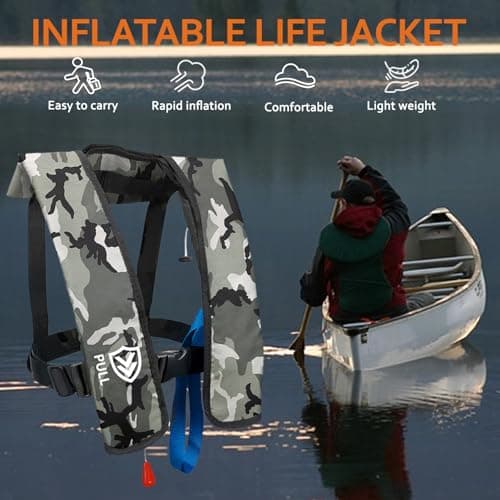 VOGUCCLO Automatic/Manual Inflatable Life Jacket| Inflatable PFD Kayak Vest Adult| Life Vest for Adults| Outdoor Water Sports| Supports up to 330 lbs|33g of Carbon Dioxide Cylinder