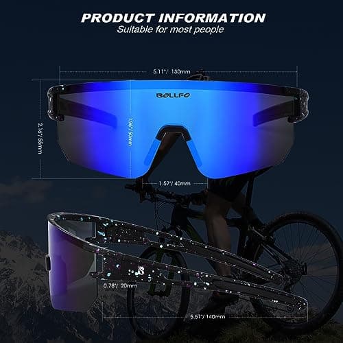 BOLLFO Polarized Sports Sunglasses,UV400 Protection Outdoor Glasses for Men Women Youth Baseball Cycling Running Driving Golf