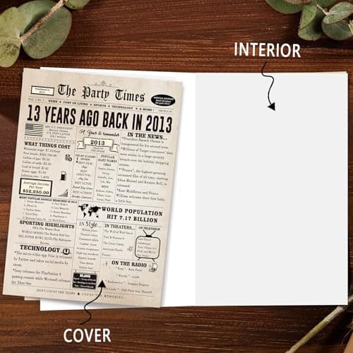 Retro 13 Year Old Bday Cards for Daughter,Son,Nephew,Niece,Brother,Sister,Large 10.6 x 7.9 Inch,Family Gathering Supply Ziwenhu Happy 13th Birthday Card Gift Decorations for Girls Boys B0DKX7JX5V