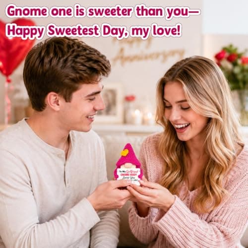 Cute Handmade Crochet Gnome Gift for Girlfriend Gf Her Women Birthday Anniversary National Girlfriends Day Romantic Gifts Gifts for Girlfriend Birthday Christmas - Sweetest Day Gf Gifts B0H3B3LP27