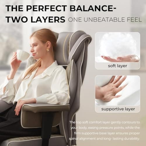 Dowinx Big and Tall Office Chair with Massage Lumbar Support,Executive Office Chair with Wide Thick Seat Cushion and Adjustable Armrest,Mesh Computer Gaming Chairs with Footrest,Grey