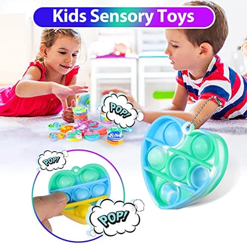 Valentines Day Gifts for Kids Classroom Prizes Student Mini Pop Keychain It Small Fidgets Birthday Goodie Bag Stuffers Filler Heart Pop Fidget Toys Bulk Its Valentine Party Favors for Kids 30 Pack B0BJNQMM9T