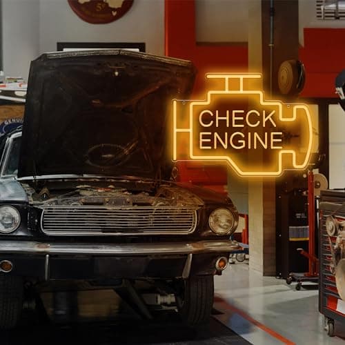 Kavaas Check Engine Neon Sign, LED Garage Sign for Car Room Decor | Check Engine Light Neon Sign for Garage Decor, Auto Repair Workshop, Man Cave - Best Gifts for Dad, Car Enthusiast (Golden Yellow) B0D372TXF5