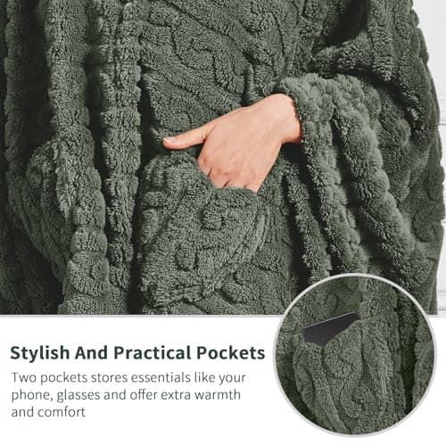 Wearable Blanket Sherpa Fleece Shawl Blanket with Pockets Blanket Poncho Cape for Adults, Cozy Shawl TV Throw Blankets B0DJBGMMCP