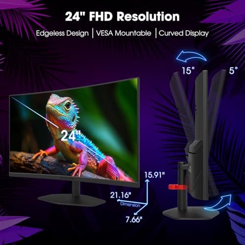 New! Sceptre Curved 24-inch Gaming Monitor 1ms 100Hz 1500R DisplayPort HDMI X2 Eye Care 100% sRGB Build-in Speakers, Machine Black 2026 (C248W-FW100T Series)