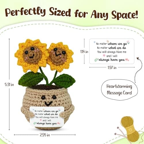 Friendship Gifts For Women, Friend Gift Ideas, Emotional Support, Sunflower Decor, Handmade Keepsake, Soft Yarn Texture OASSIE Best Friend Birthday Gifts for Women - Positive Crochet Sunflower B0FNVGXPQ1