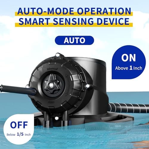 LANCHEZ 1/2HP Automatic Pool Cover Pump, 2250GPH Submersible Water Sump Pump with Check Valve & 3 Adapters, 25ft Power Cord, Removal for Swimming Pool, Hot Tubs, Rooftops and more,Black