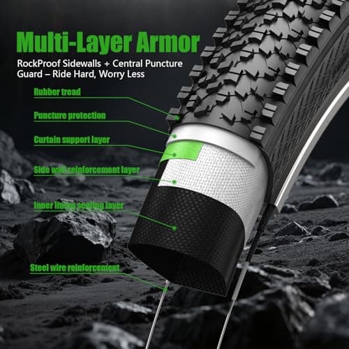 Mountain Bike Tires 24/26x1.95 Inch 2-Pack - Wear-Resistant Foldable Hybrid Tires with 2 Inner Tubes & Levers, Aggressive Tread for Trail, Commuter, Off-Road (24/26x1.95-30TPI)