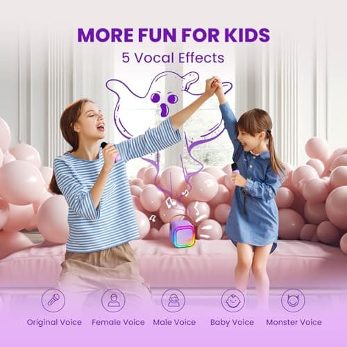 Mini Karaoke Machine for Kids, 2025 TOP Toys Christmas Birthday Gifts Ideas for Girls Ages 4, 5, 6, 7, 8, 9, 10, 12+ Years Old, Portable MP3 Player with 2 Wireless Mics for Party