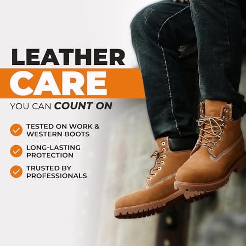 Leather Boot Oil for Work & Cowboy Boots – Deep-Conditioning Formula, Restore and Protects Dry, Cracked Leather, Complete Boots and Shoes Conditioner Care Kit w/ Applicator & Polishing Cloth 8oz
