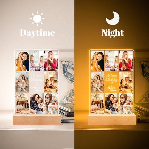 Custom Picture Frames with Photos, Personalized Photo Frame with Night Light, Customized Picture Frame, Personalized Christmas Birthday Gifts for Women, Men, Her, Him, Best Friends, Wife, Family