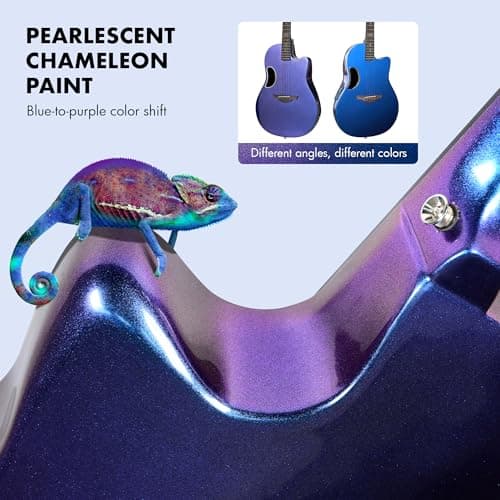 CAHAYA Acoustic Electric Guitar Kit - 41” Carbon Fiber Adult Beginner Set with Bag and Strap Built-In Pickup Rich Resonance & Warm Tone for Performance Ready, Pearl Blue-Purple Finish