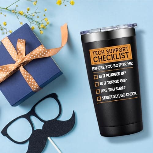 Tech Gifts for Men - Tech Support Checklist - Technical Gifts for Dad, Technician, Programmer, Techs Lover - 20oz Tumbler