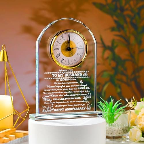 Movdyka Wedding for Husband - Crystal Clock Gifts Personalized Gifts for My Husband Who Has Everything - Gifts Ideas for Husband On Our Anniversary