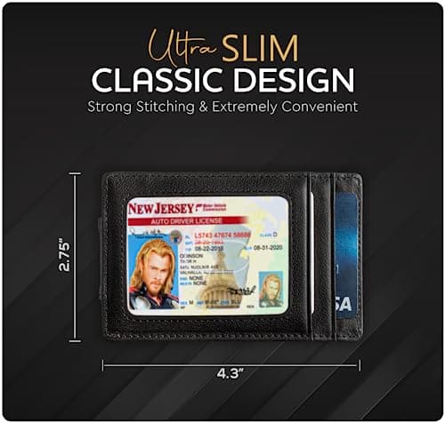 Claasico Money Clip Leather Wallet For Men Slim Front Pocket RFID Blocking with Super Strong Magnetic