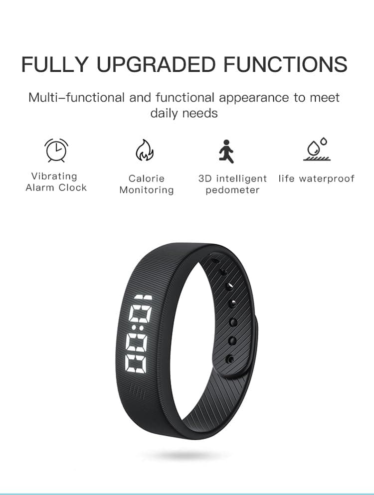 Gosasa Lightweight LED Digital Sport Watch Waterproof Fitness Tracker with Calorie Counter, Pedometer, Vibrating Alarm, USB Rechargeable Silicone Wristband for Men Women (Black)