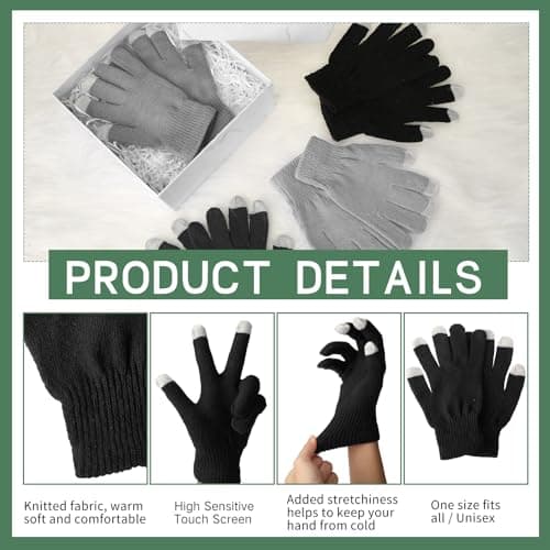 Handepo 50 Pairs Winter Gloves Bulk Knit Stretchy Warm Touchscreen Gloves Multicolor for Men Women Running Cycling Driving