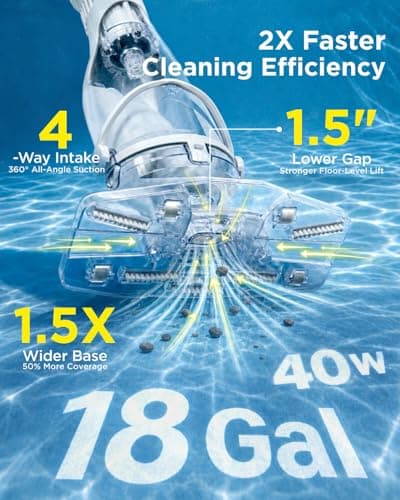 InoKraft Pool Vacuum for Above Ground Pool, Cordless Handheld Pool Vacuum for Inground Pools, Rechargeable Pool Cleaner with Powerful Suction up to 18.5 gallons/min, Ideal for Leaves, Debris, Blue