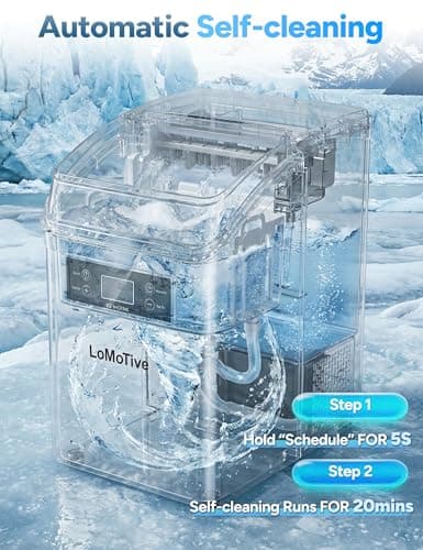 Countertop Ice Maker, 45Lbs/Day Clear Ice Cube Maker with Self-Priming Water Supply, 24 Cubes Ready in 13 Mins, 6 Ice Thickness Levels, Stainless Steel Ice Maker Machine for Home Kitchen Office Bar