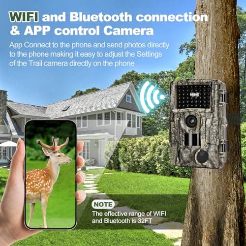 4K 60MP WiFi Trail Camera,Game Cameras with Night Vision Motion Activated Waterproof,Suitable for Outdoor Wildlife Detection, Monitoring Home Security