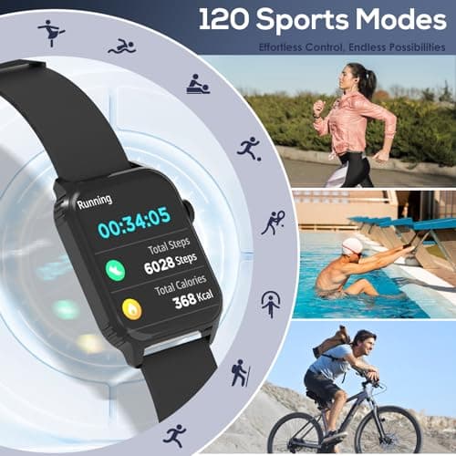 TRAUSI TRAUSI Smart Watches for Women Men, 1.83" HD Smartwatch with 110 Sports Modes, IP67 Waterproof, Bluetooth Call and Music Control；Heart Rate and Sleep Monitor (Black)