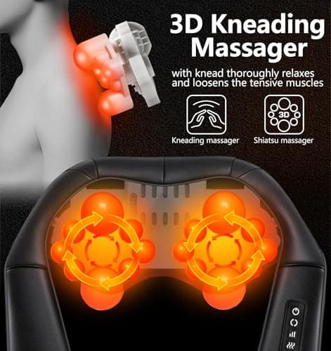 Christmas Neck Massager for Pain Relief Deep Tissue with Heat - Shiatsu Back and Shoulder Massage, Relax Gifts for Women/Men/Dad/Mom/Her/Him/Mothers Day/Fathers Gifts, Plug-in Use for Home Office Car