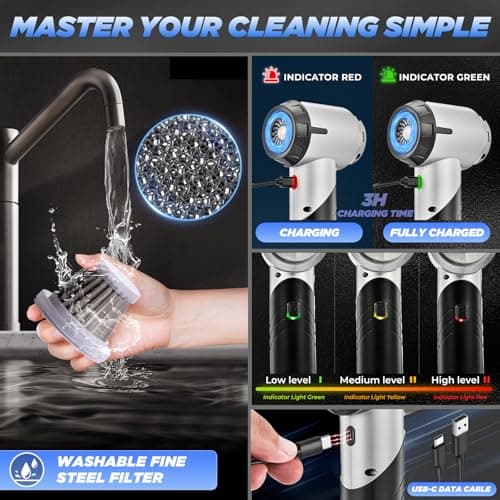 Mini Car Vacuum with Brushless Motor,Air Duster Blower,Rechargeable Foldable Vacuum Cleaner,for Home, Office Pet,Gifts Saker Handheld Car Vacuum Portable Cordless17000Pa HL132 Black B0D8PQHYV3