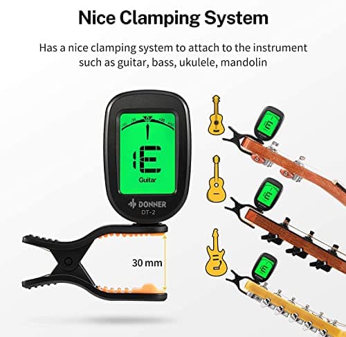 Donner Guitar Tuner Clip on-Accurate Chromatic,Acoustic Guitar Bass Violin Ukulele Tuner DT-2