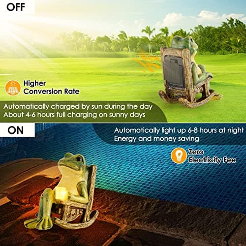 Miniature Frog Garden Statue Gifts Christmas Decorations Fairy Garden Accessories Outdoor Lights Solar Garden Frog Decor Art Housewarming Gift for Patio,Yard,Lawn Ornament,3.89"x2.36"x3.93