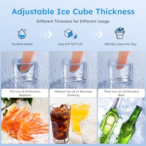 Commercial Ice Maker Machine 450LBS/24H, Under Counter Ice Machine, Upgrade Compressor 120LBS Storage Bin, Stainless Freestanding Commercial Ice Maker for Home Bar Cafe Office,Silver