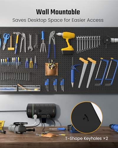 Power Strip,SUPERDANNY 5000 Joules Surge Protector with 13 AC Outlets 2 USB-A & 2 USB-C PD 20W Fast Charging Heavy Duty 14AWG/3C Industrial Grade Extension Cord for Workbench Home Office Black