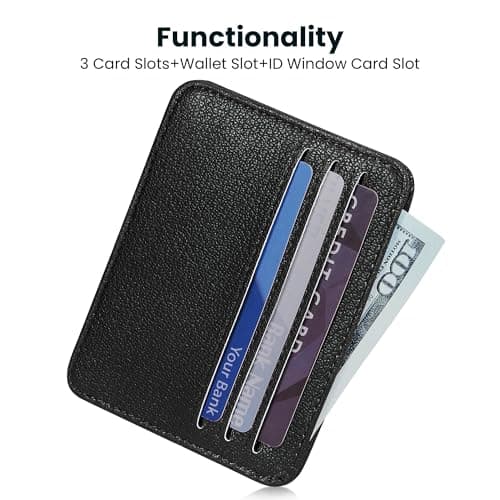 Mayski Credit Card Holder for Women Minimalist Wallet, RFID Blocking Wallets Card Cases, Small Wallets with ID Window for Women Men, Black