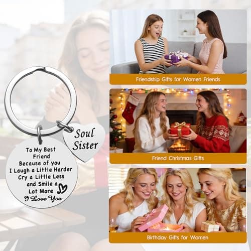 iJuqi Soul Sister Keychain Gift for Best Friends - Birthday and Christmas Gifts for Women